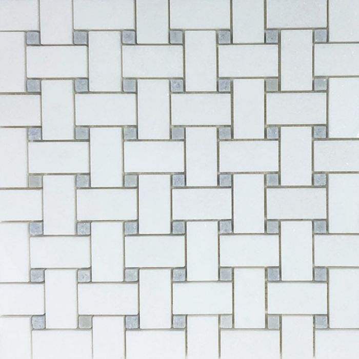 Wellstone Basketweave Thassos with Celeste Dot